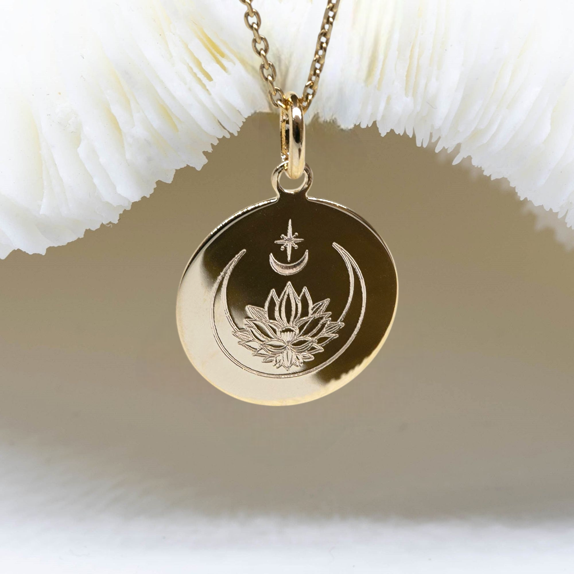 Bijou yoga - collier fleur de lotus et lune