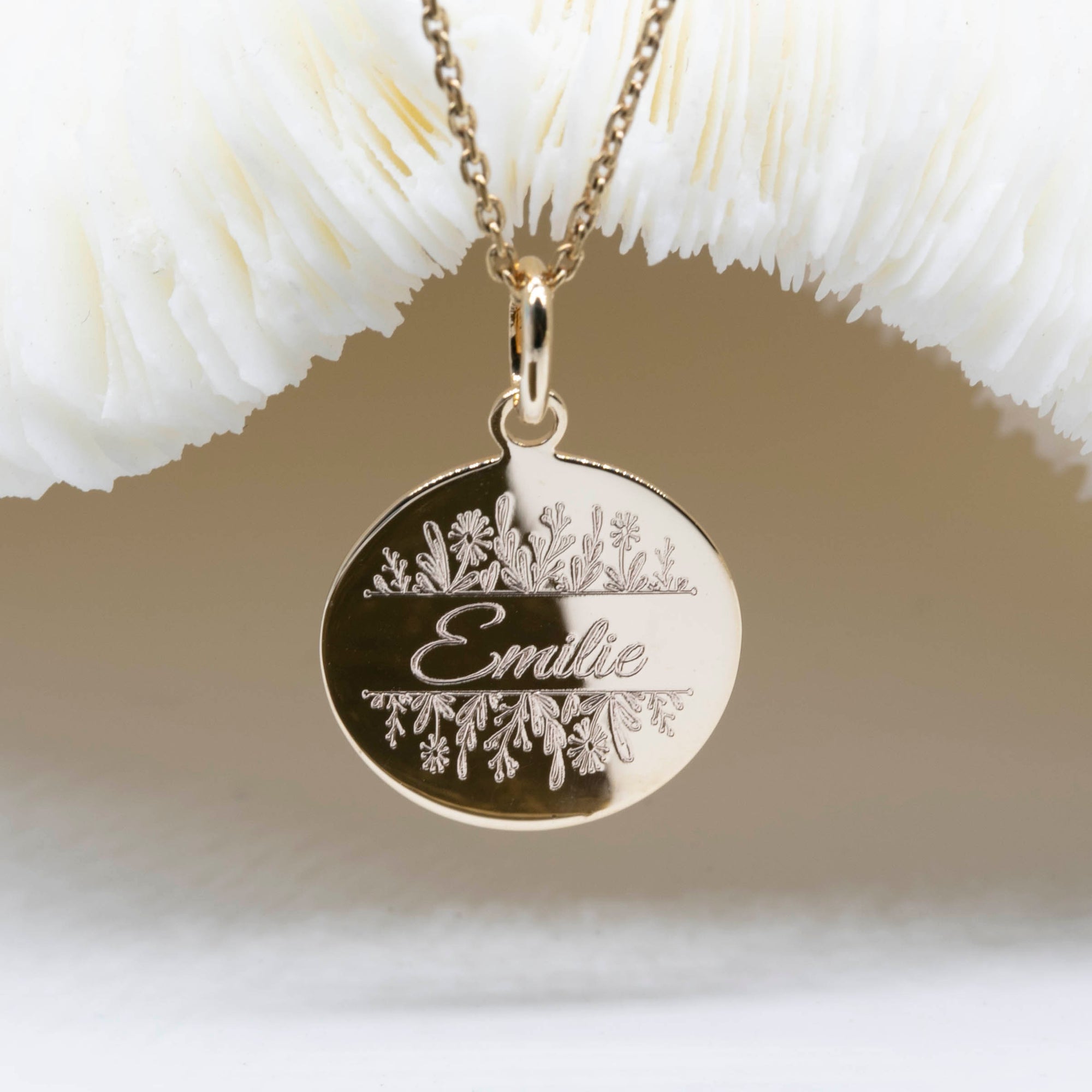 Médaille de baptême prénom floral