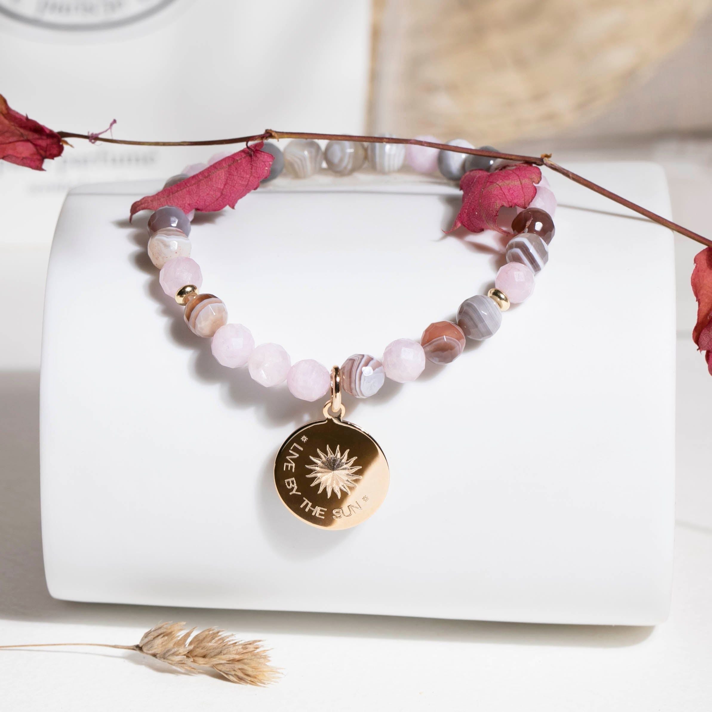 Bracelet agate du Botswana kunzite
