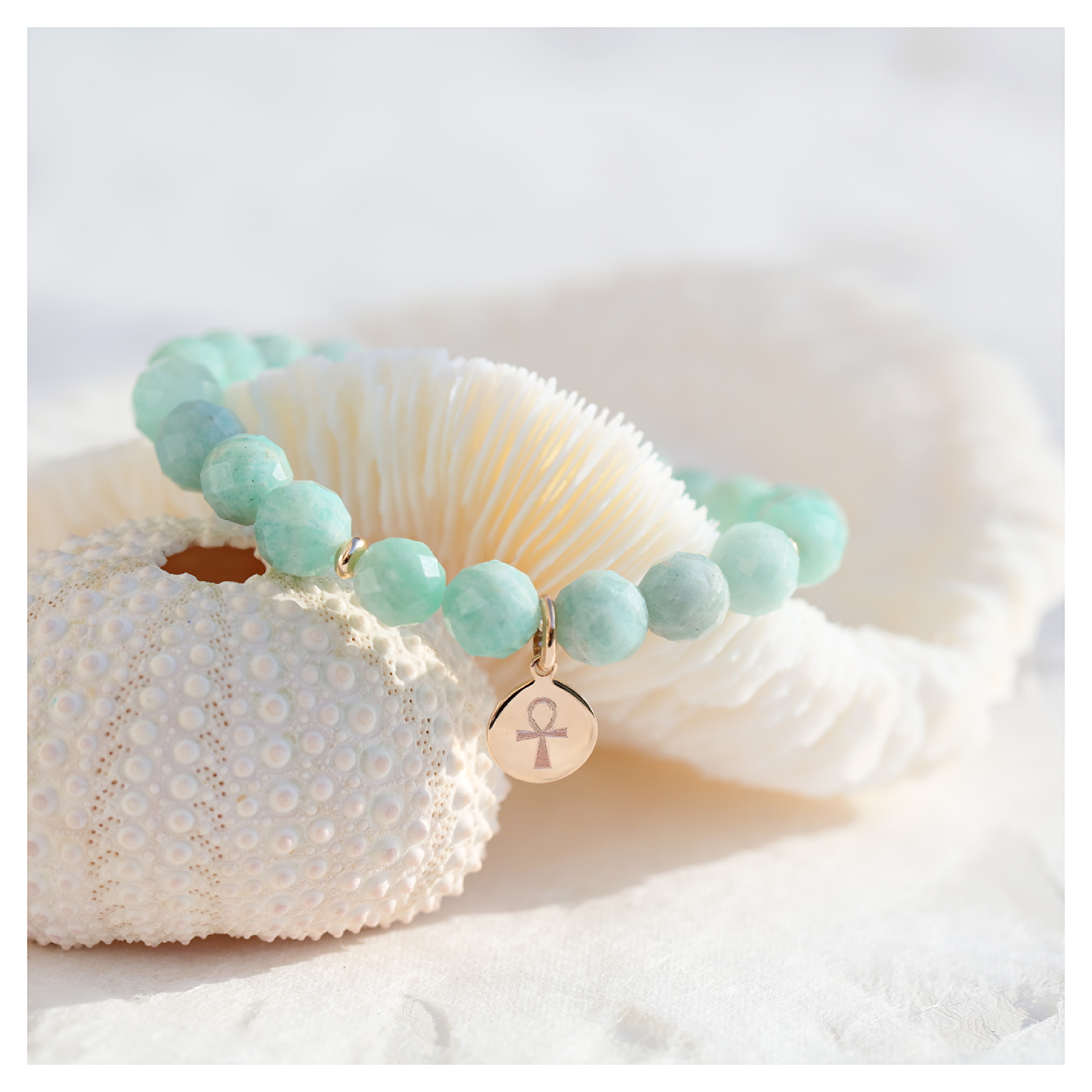bracelet pierre naturelle amazonite croix ankh Deepstones