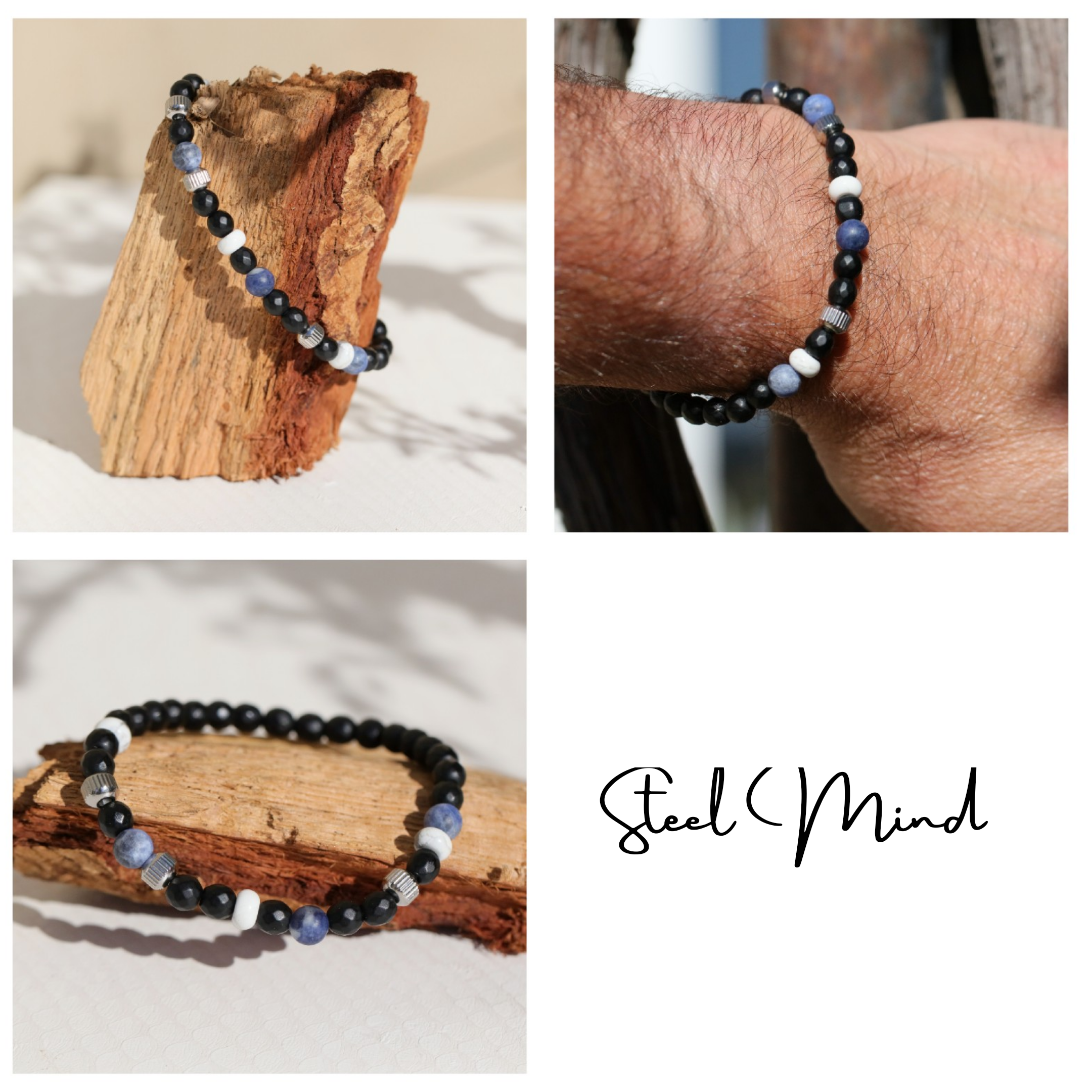 Bracelet pierre naturelle homme Protection ancrage confiance en soi