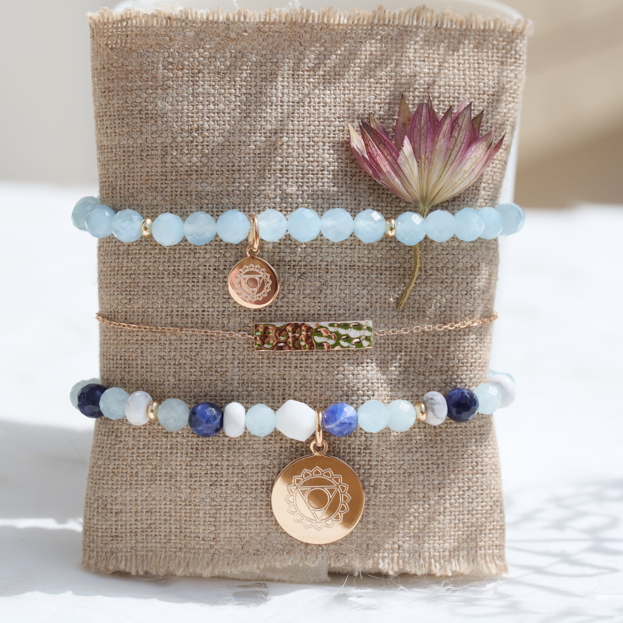 chakra de la gorge bracelet pierres naturelles ishuddha★ Bijoux DeepStones Lithothérapie