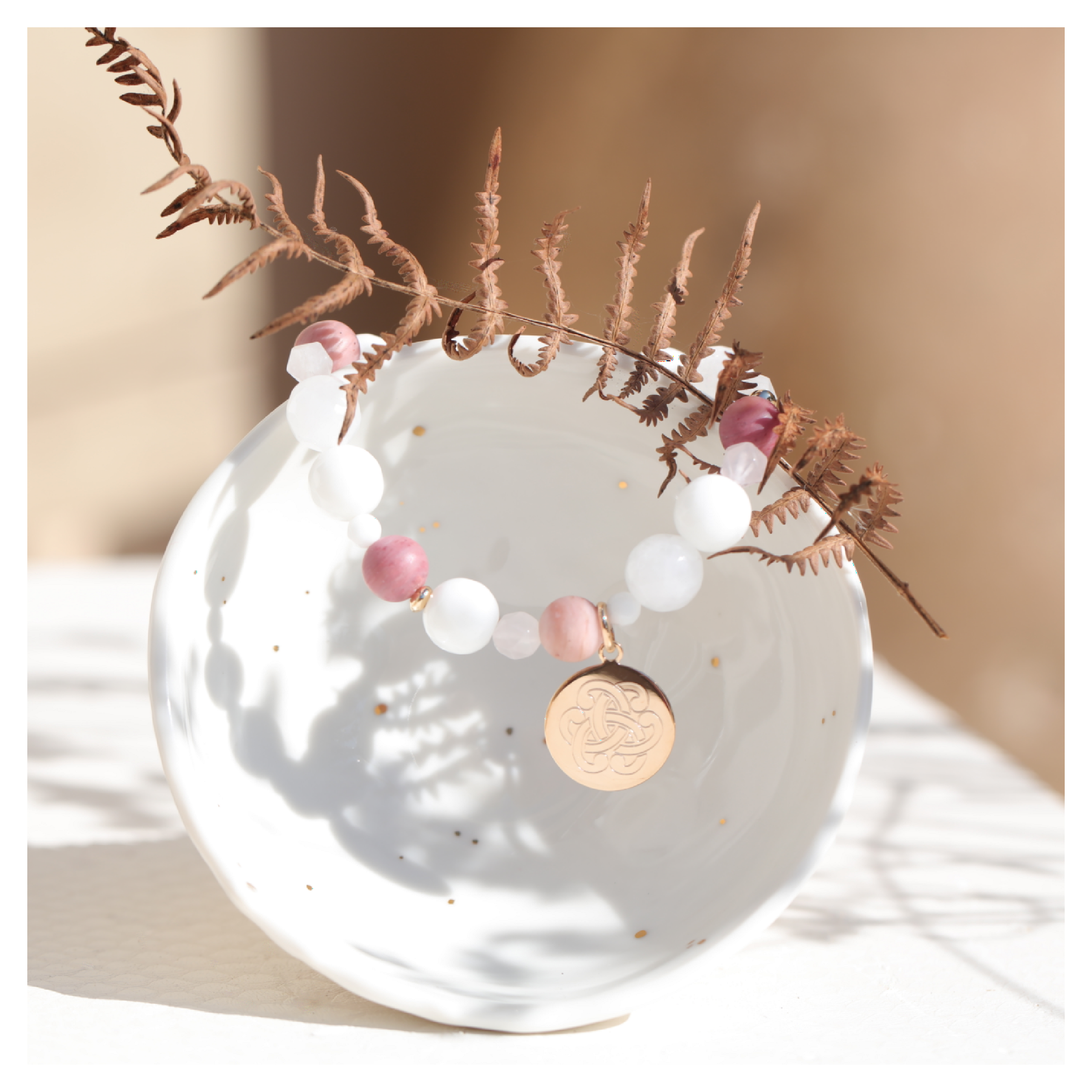 bracelet pierre naturelle rhodonite jade agate quartz rose ★ bijoux DeepStones Lithothérapie