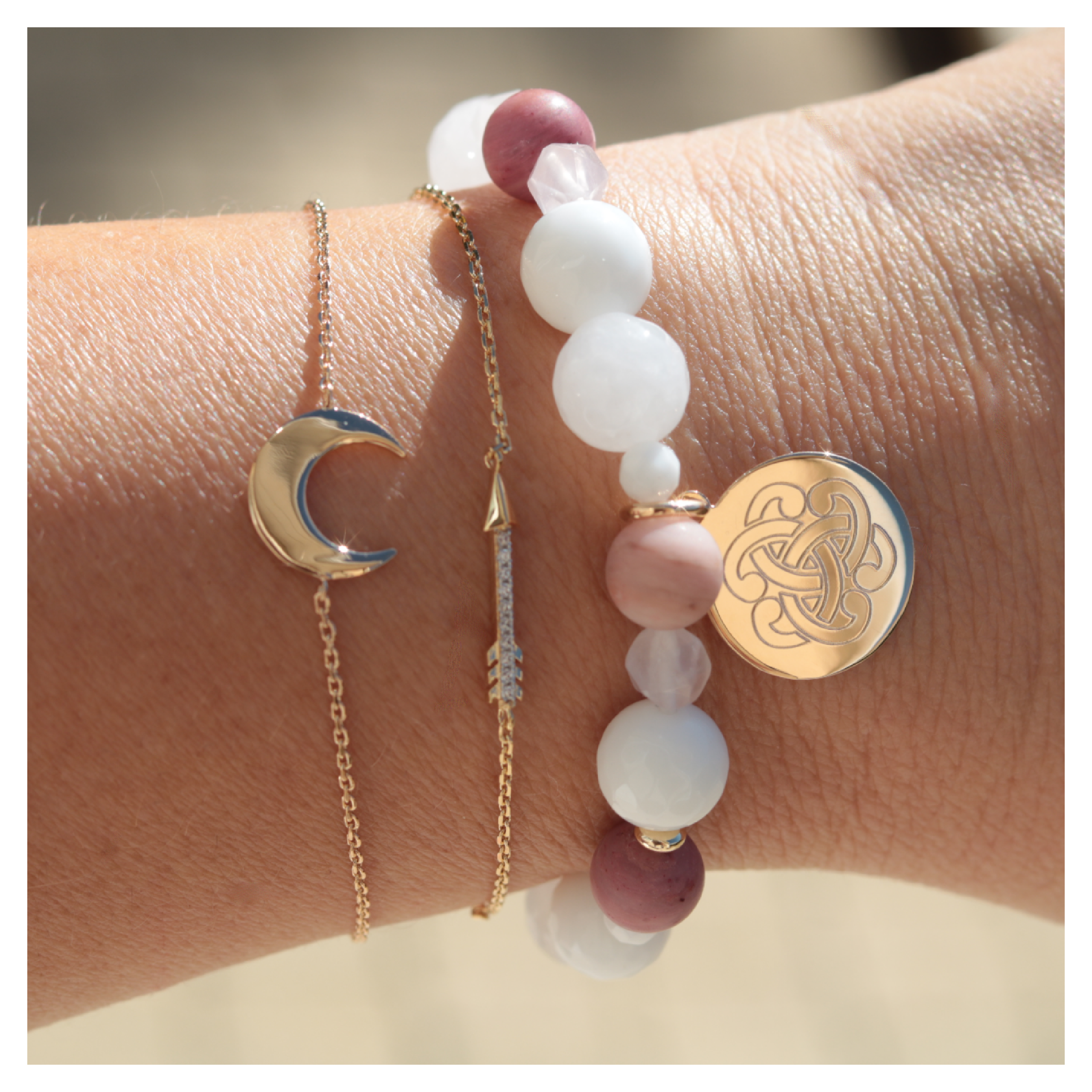 bracelet rhodonite agate jade ★ bijoux DeepStones Lithothérapie