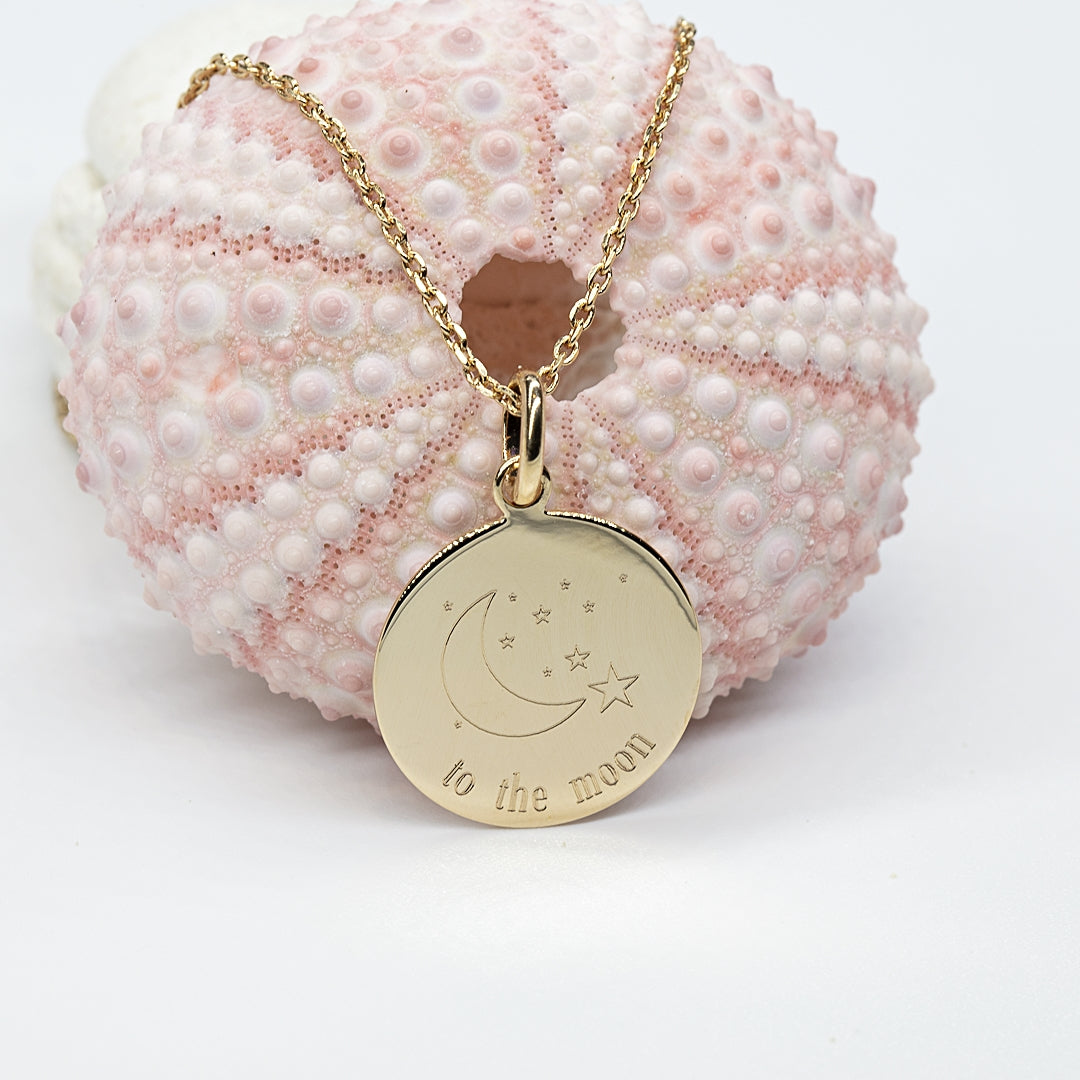 Médaille gravée personnalisée 17 mm - TO THE MOON