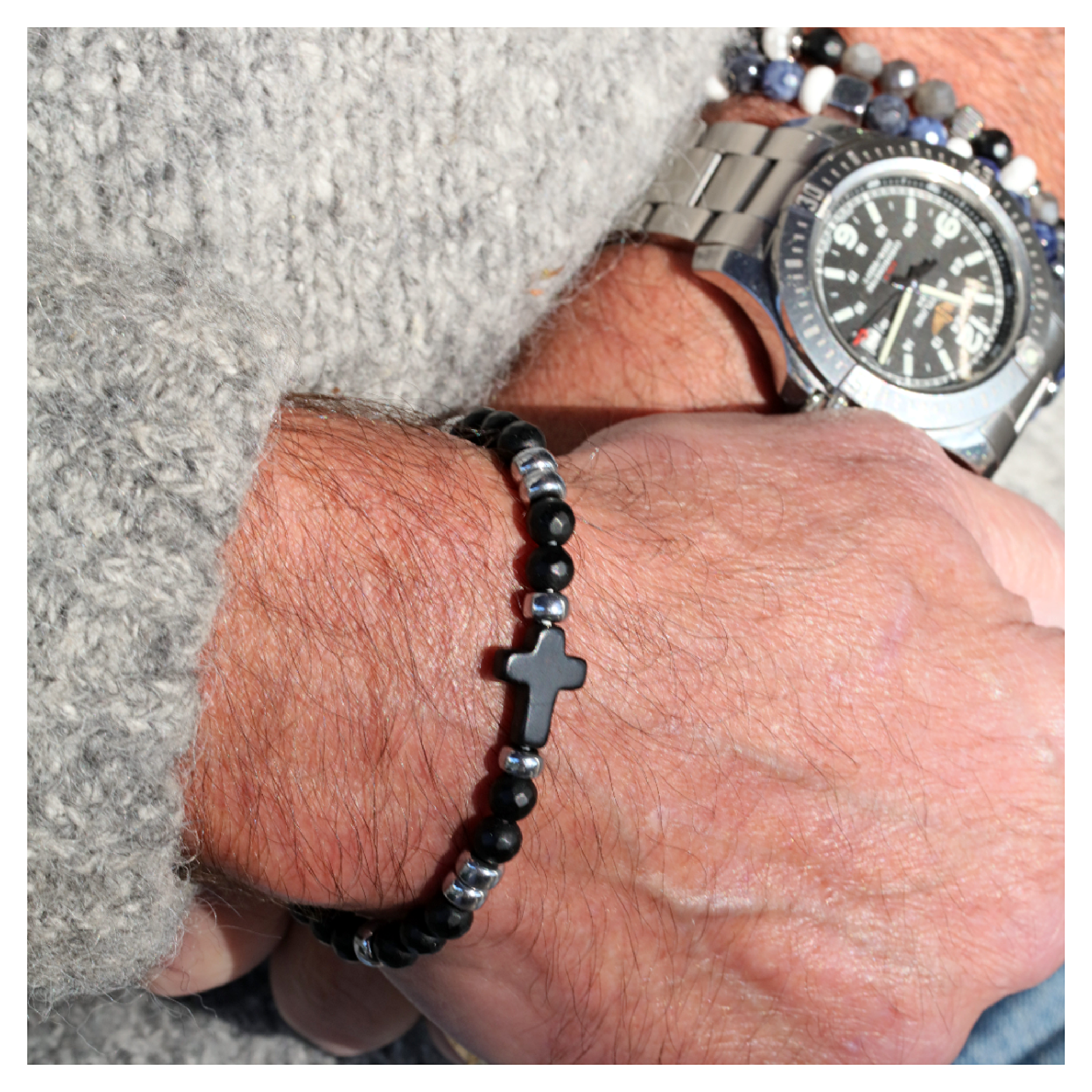 bracelet onyx homme - pierres naturelles - DeepStones bijoux Lithotherapie