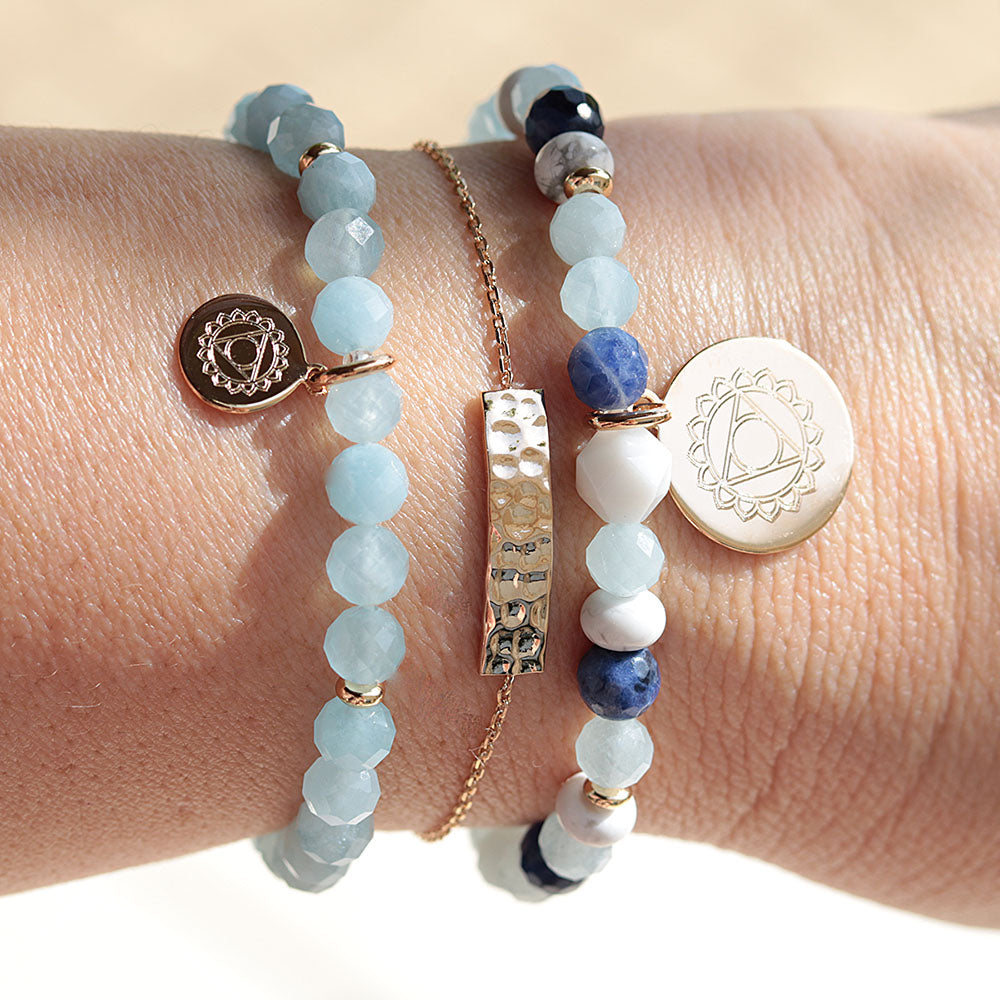 Chakra de la gorge - bracelets Vishuddha en pierres naturelles 5e chakra - Bijoux DeepStones Lithothérapie