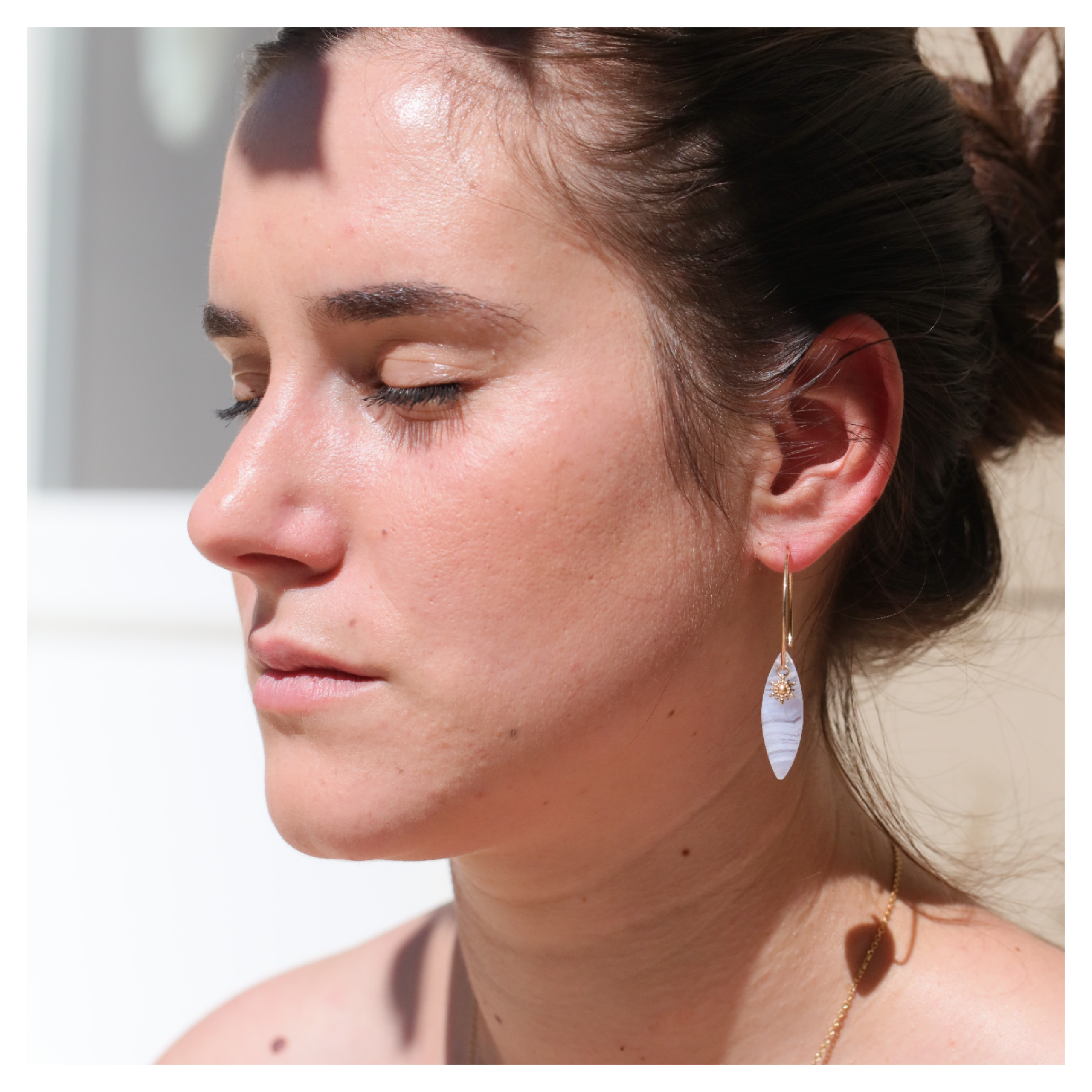 Boucles d'oreilles calcédoine ★ bijou pierre naturelle ★ DeepStones