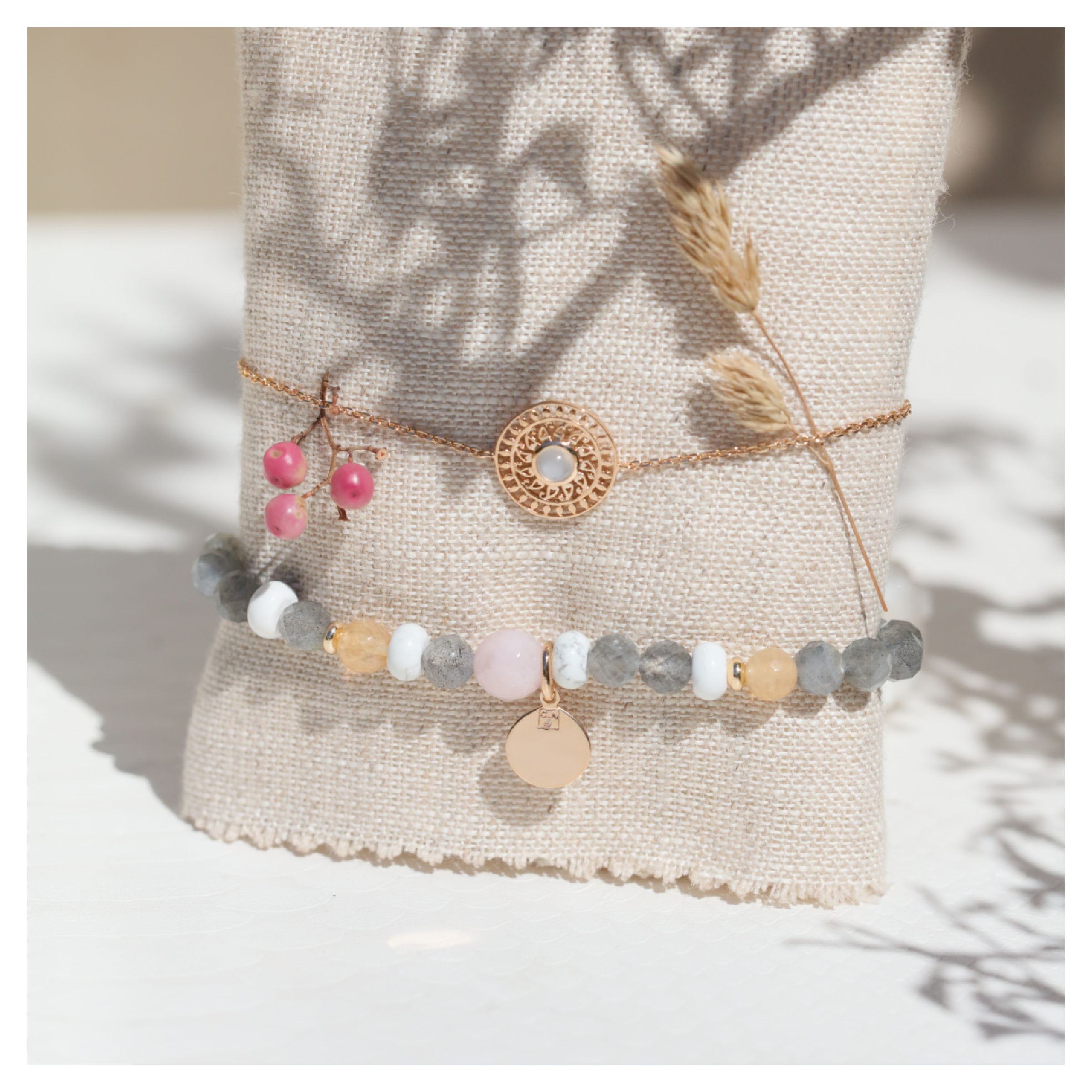 bracelet pierre plaqué or