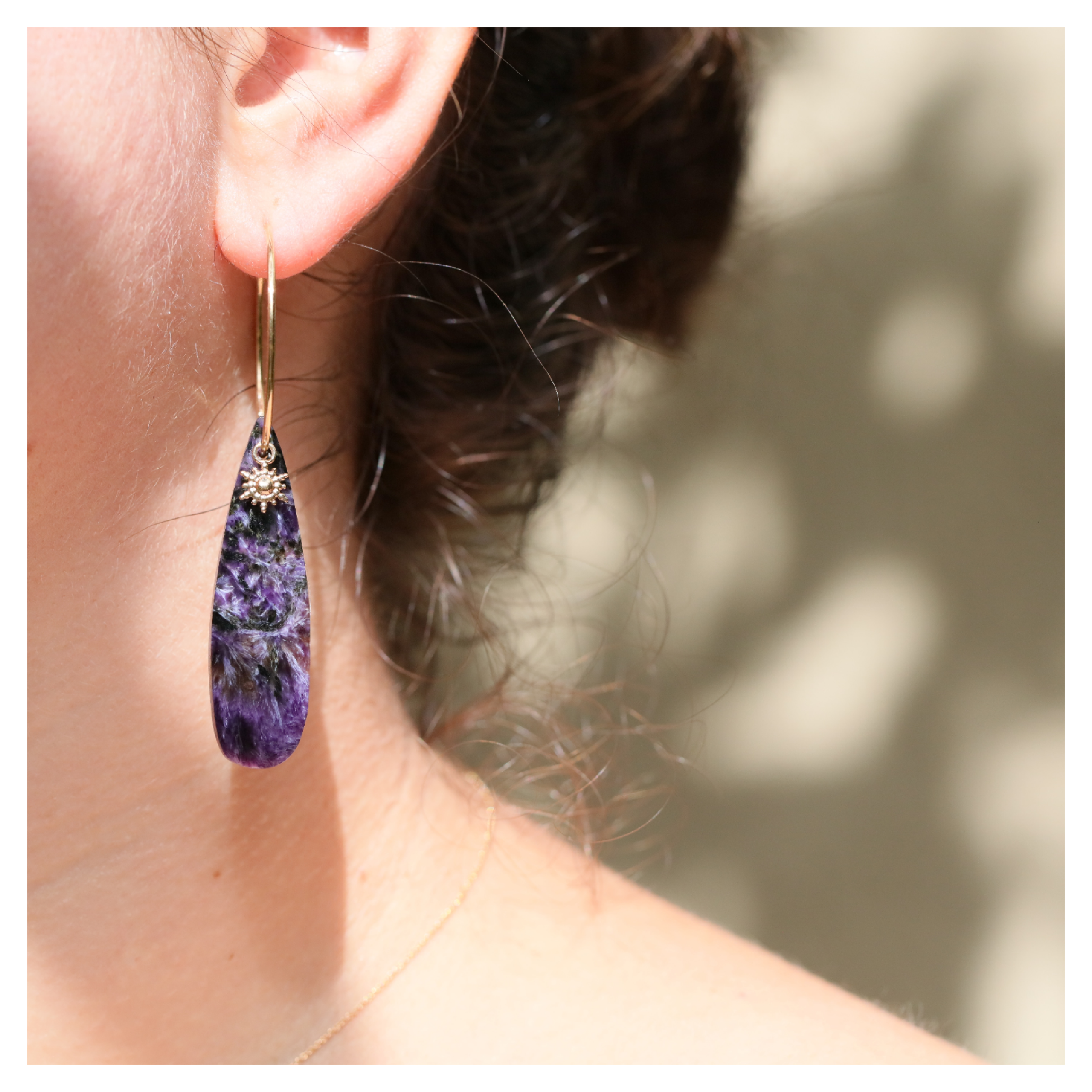 Boucles d'oreilles charoite ★ bijou pierre naturelle ★ DeepStones