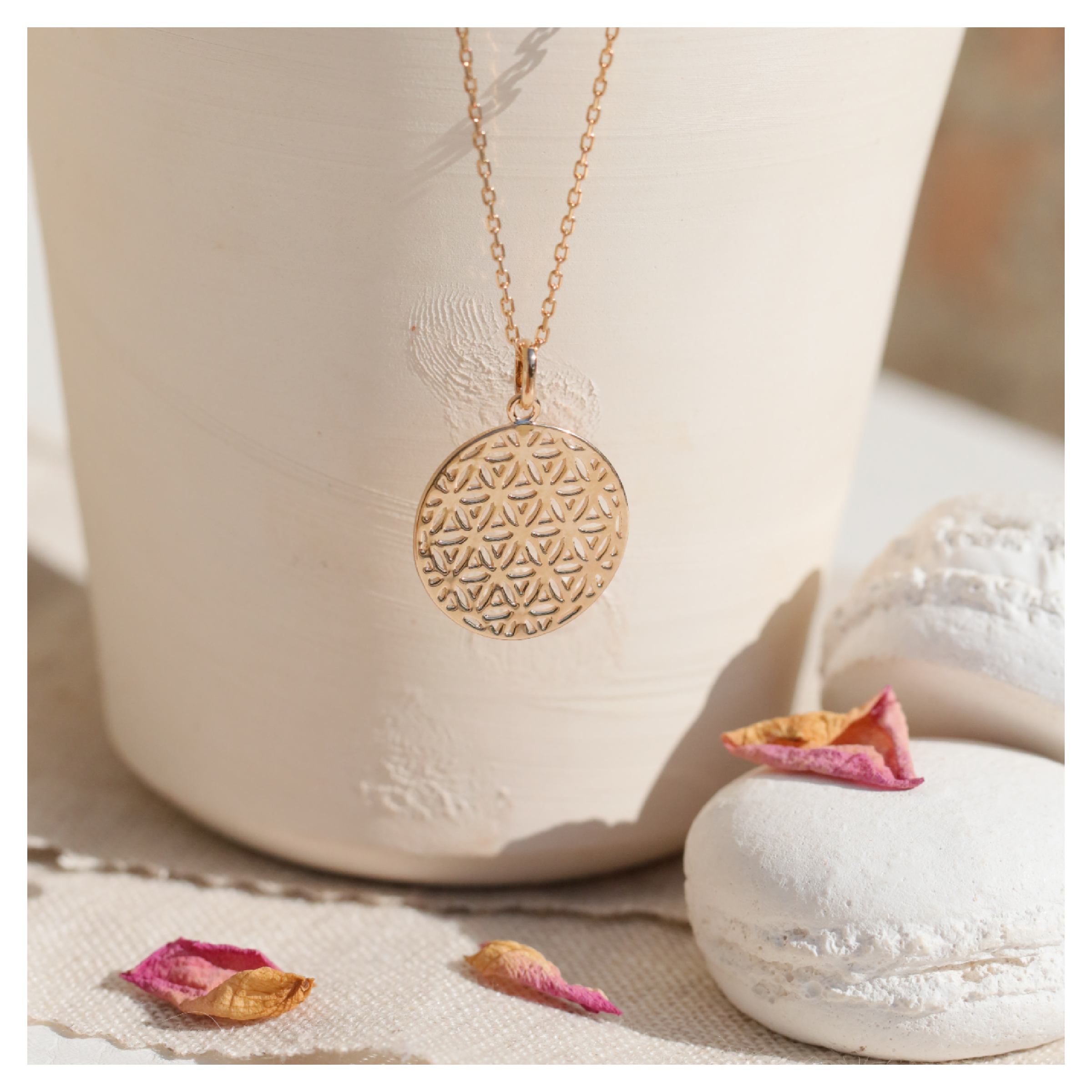 Collier fleur de vie plaqué or - bijoux DeepStones Lithothérapie