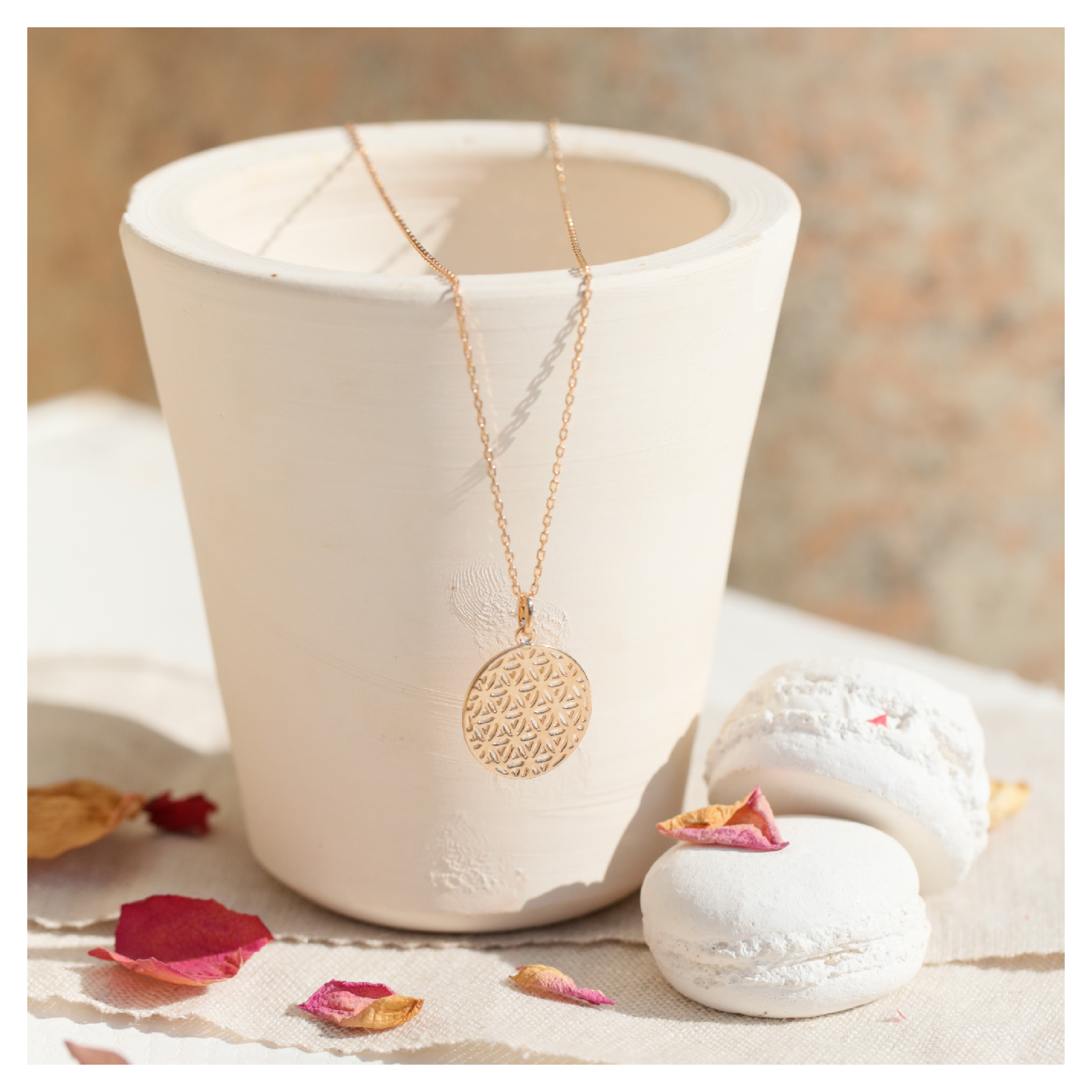 Fleur de vie plaqué or - bijoux DeepStones Lithothérapie