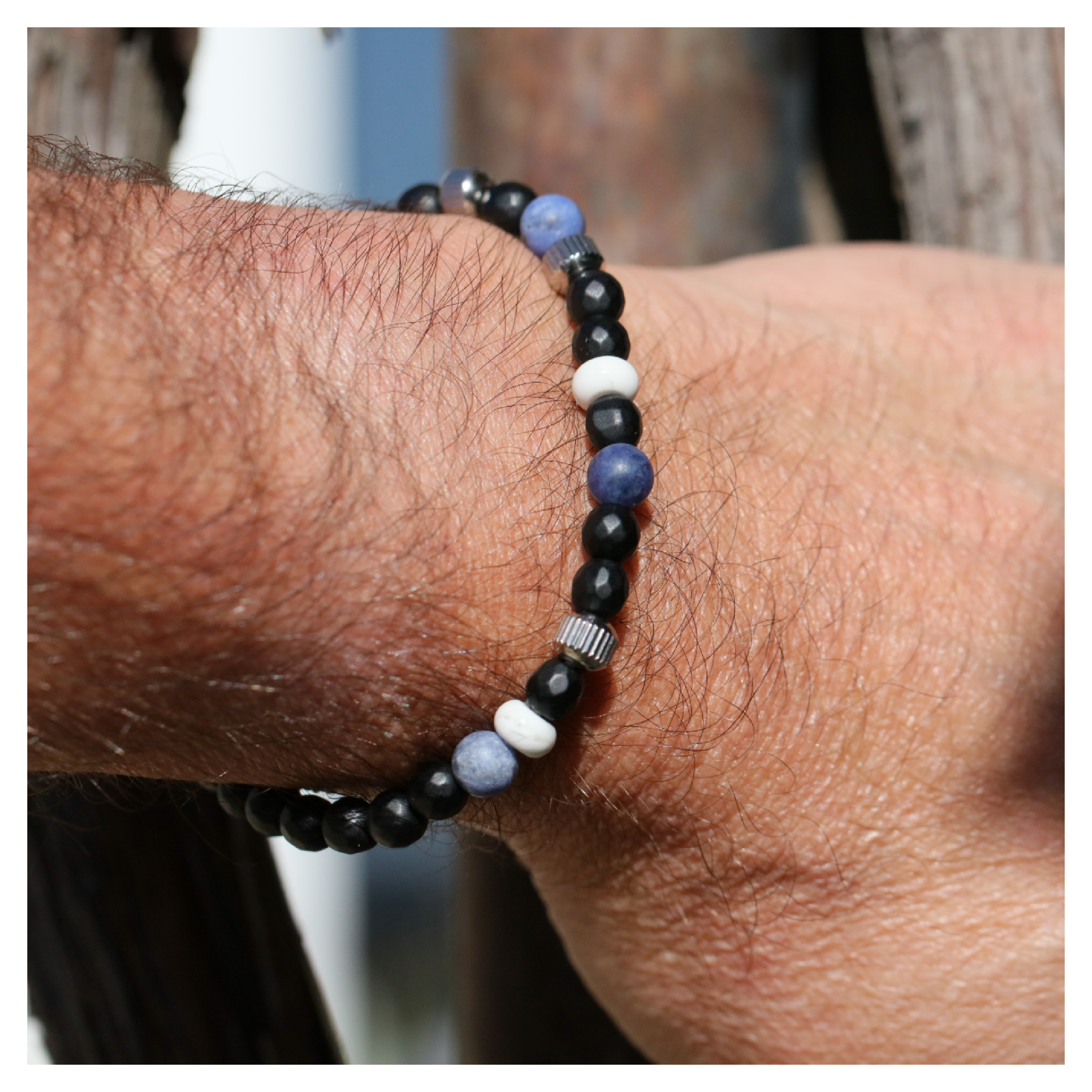 Bracelet pierre naturelle homme Protection ancrage confiance en soi