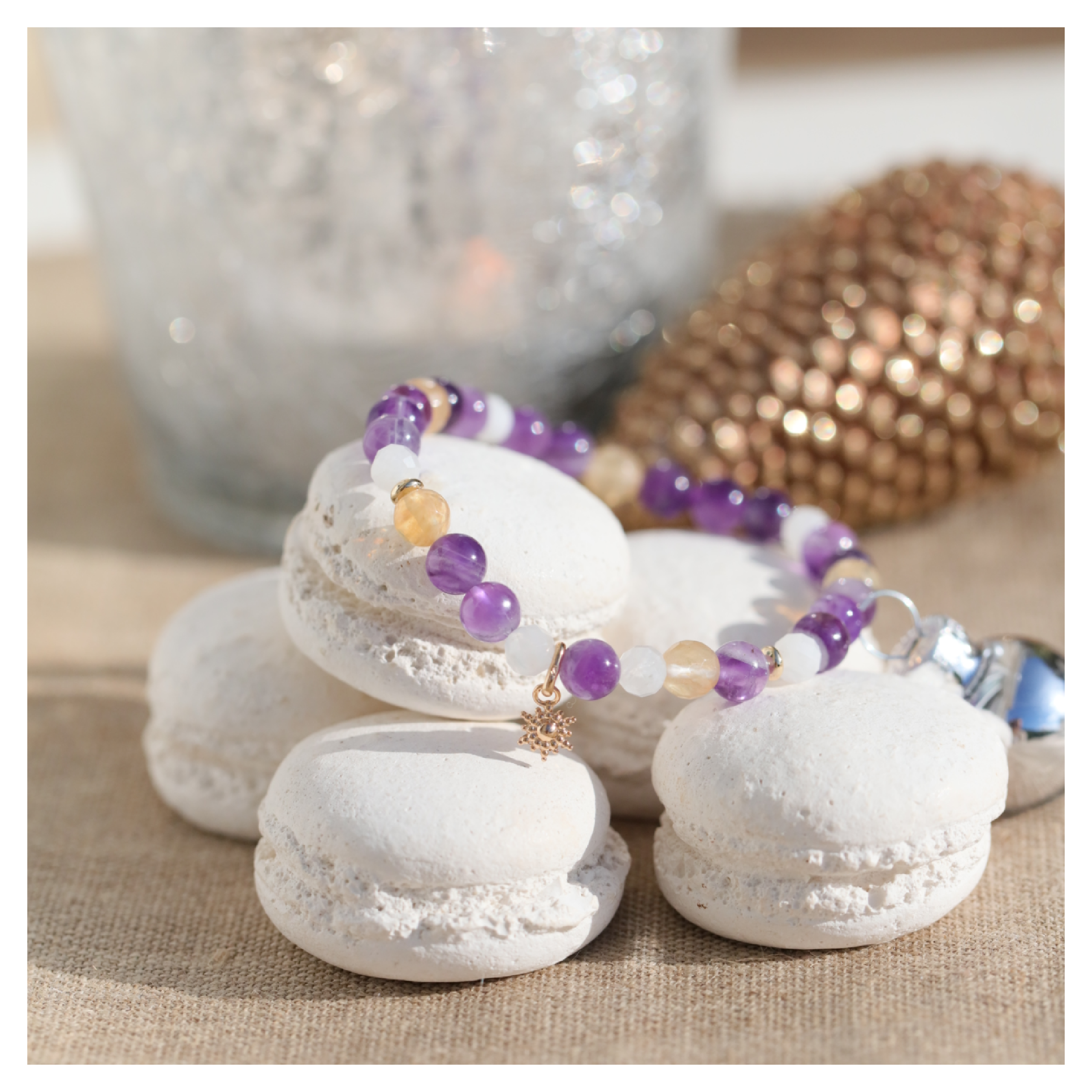 bracelet pierre de lune citrine amethyste