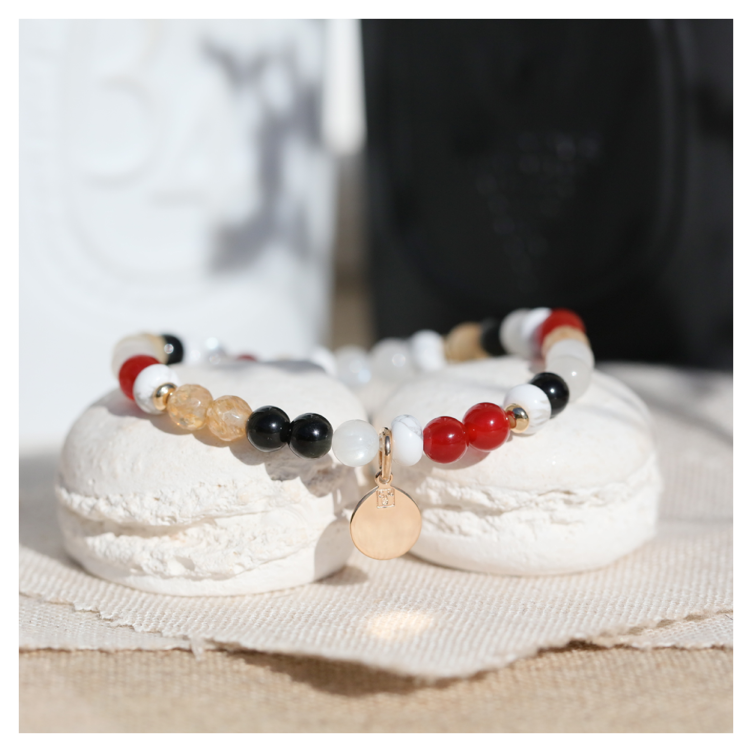 bracelet pierre de lune obsidienne citrine cornaline - Bijoux DeepStones Lithothérapie