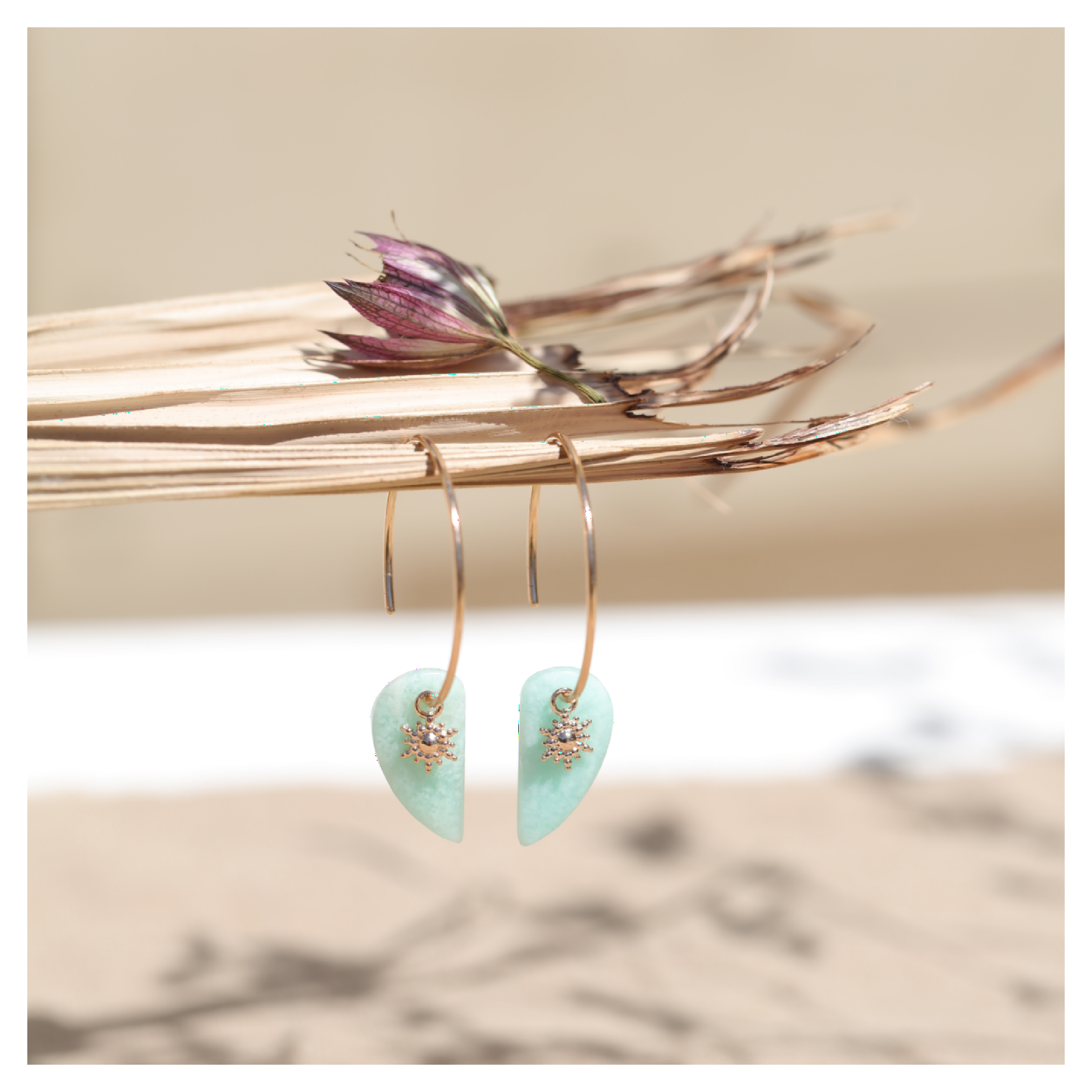 Boucles d'oreilles amazonite - bijou pierre naturelle - Deepstones bijoux Lithothérapie