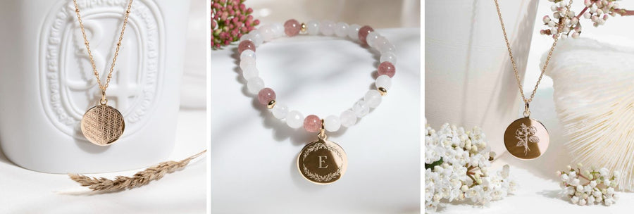 Collier médaille personnalisée en plaqué or, idée cadeau fête des grands-mères 2026.