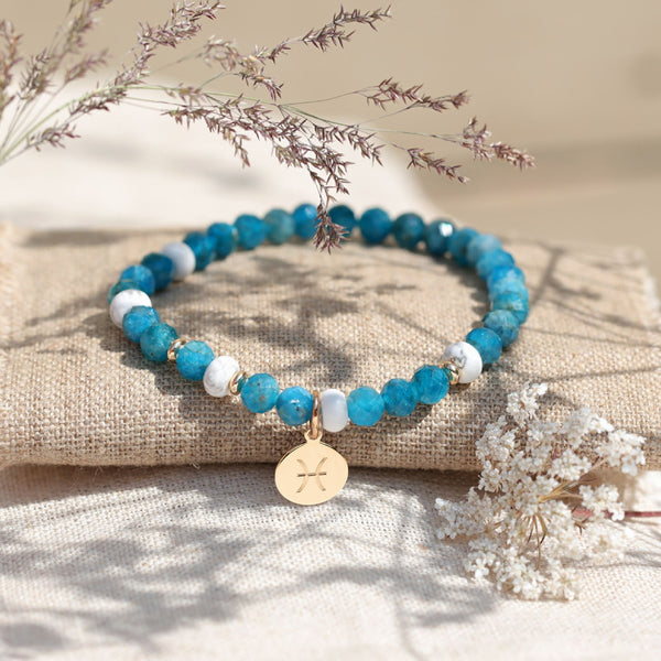 Bracelet Perles Howlite Turquoise - Sur Mesure Fait Main - Sans Fermoir élastique - Neuf