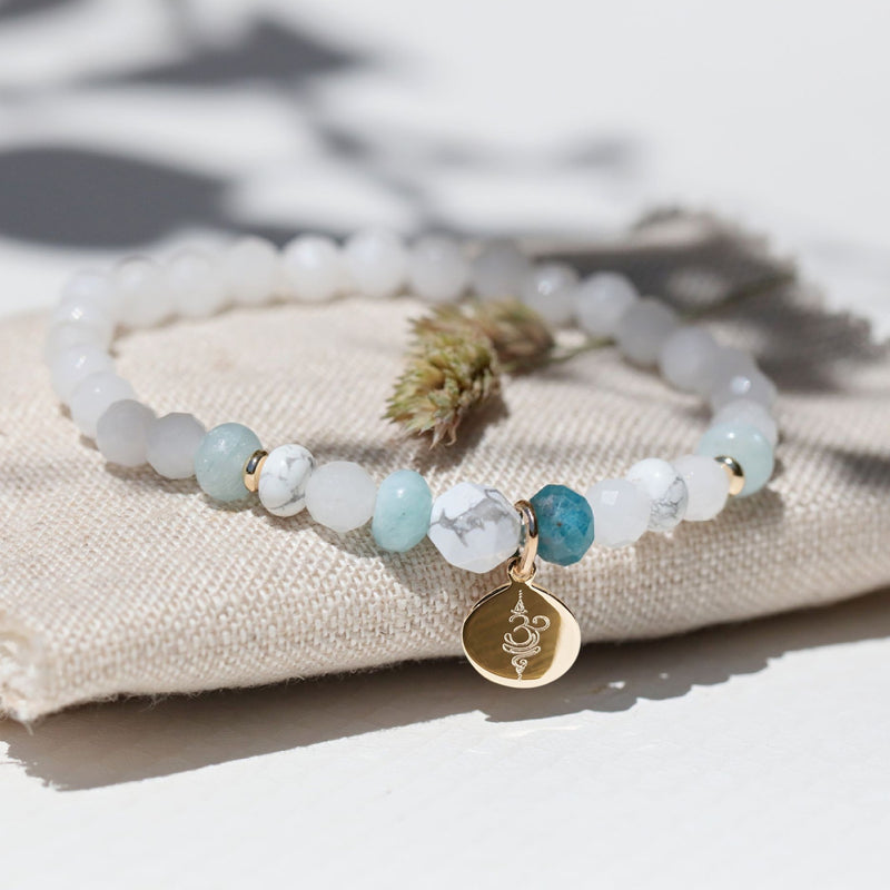 bracelet  jade blanc howlite & apatite