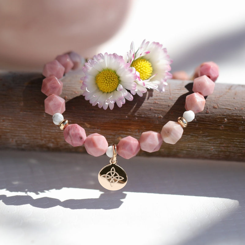 Bracelet yoga fait main en rhodonite, pierre naturelle pour l'anxiété - Atelier DeepStones
