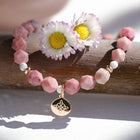 Bracelet yoga en rhodonite, pierre naturelle pour l'anxiété - fait main Atelier artisnal DeepStones- Occitanie