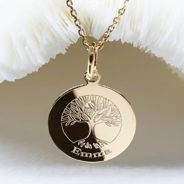 ARBRE DE VIE avec PRENOM - Médaille gravée 17 mm