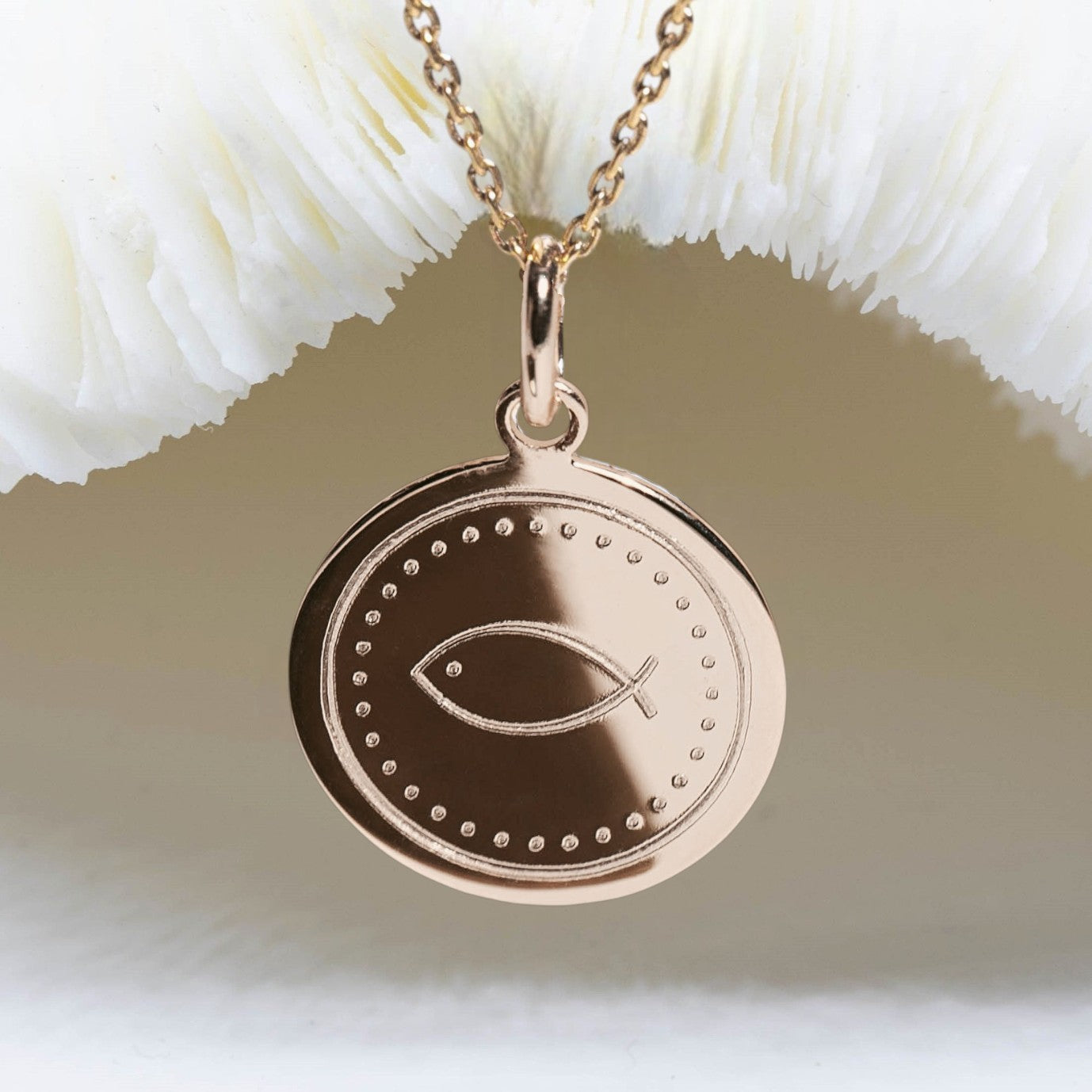 Ictus poisson chrétien médaille - symbole premiers chrétiens plaqué or ou argent 925