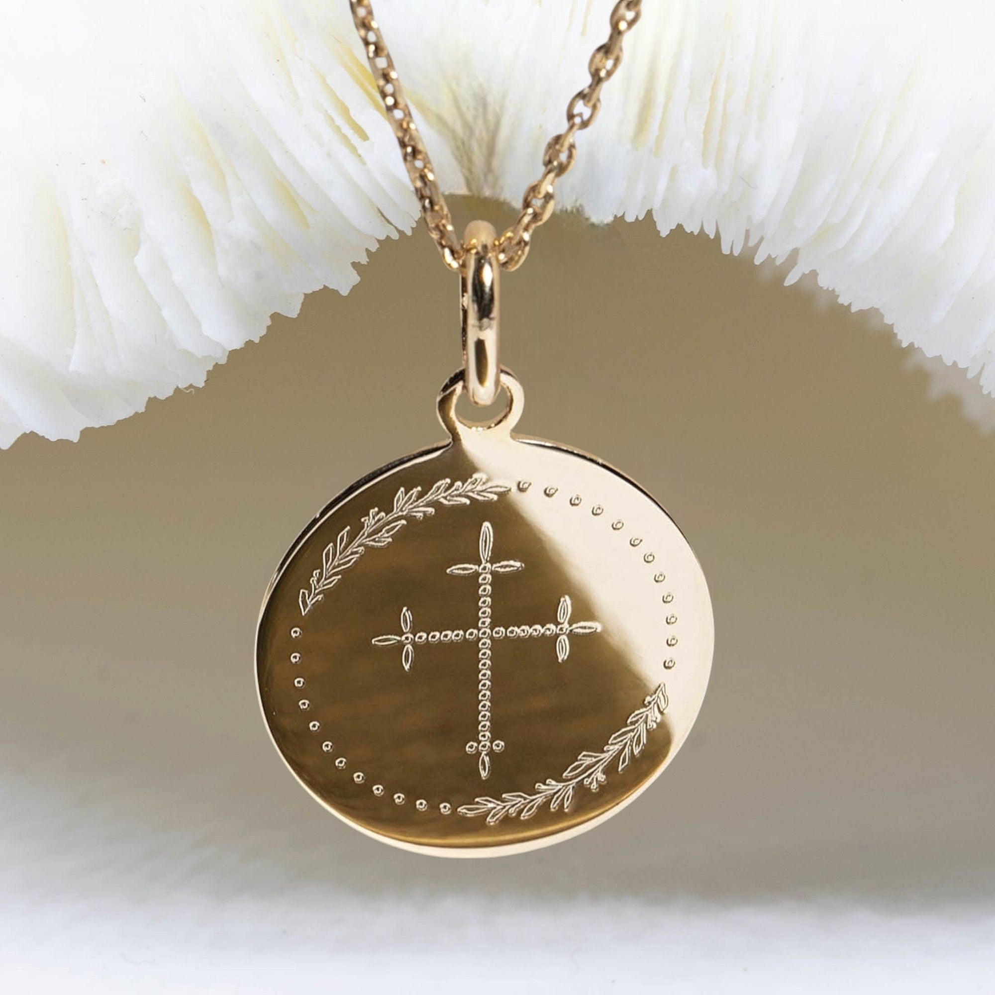 Médaille Croix de baptême Catholique Cadeau Parrain Marraine