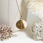 Médaille croix de baptême minimaliste modèle ANNA en plaqué or ou argent