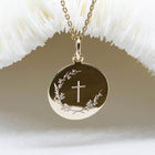 Médaille baptême personnalisée en plaqué or 18 carats, gravure artisanale française modèle Ella