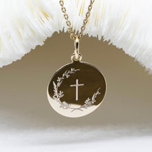 Médaille baptême personnalisée en plaqué or 18 carats, gravure artisanale française modèle Ella