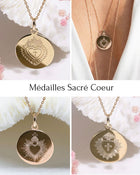 Médailles sacré coeur - 3 créations originales DeepStones - modèles Baroque, Versailles & Tradition - Gravure artisanale au diamant