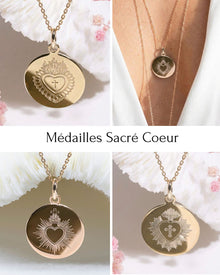 Médailles sacré coeur - 3 créations originales DeepStones - modèles Baroque, Versailles & Tradition - Gravure artisanale au diamant