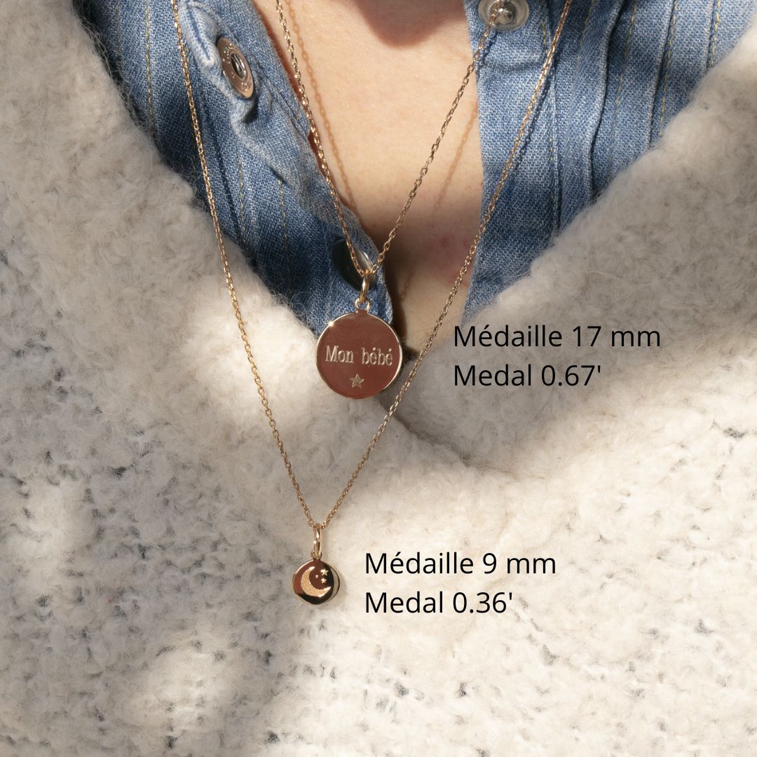 médaille baptême fille personnalisée 17 MM - AGATHE