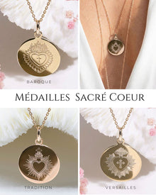 Médailles sacré coeur - 3 créations originales DeepStones - modèles Baroque, Versailles & Tradition - Gravure artisanale au diamant