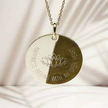 Médaille gravée 26 MM - HAPPINESS BEGINS WITH AN OPEN HEART - Personnalisable