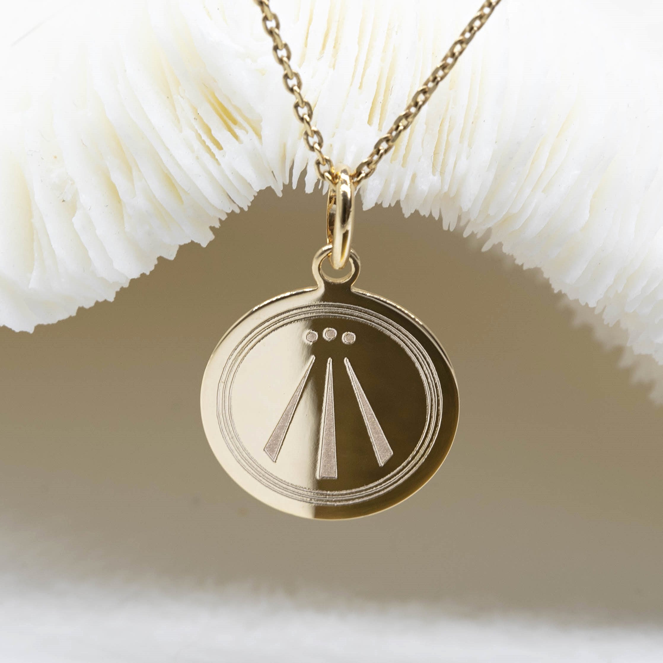 AWEN - Médaille gravée 17mm - symbole tradition celte et druidique