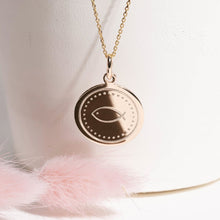 bijou de baptême ICTUS - symbole chrétien en plaqué or ou argent 925. 