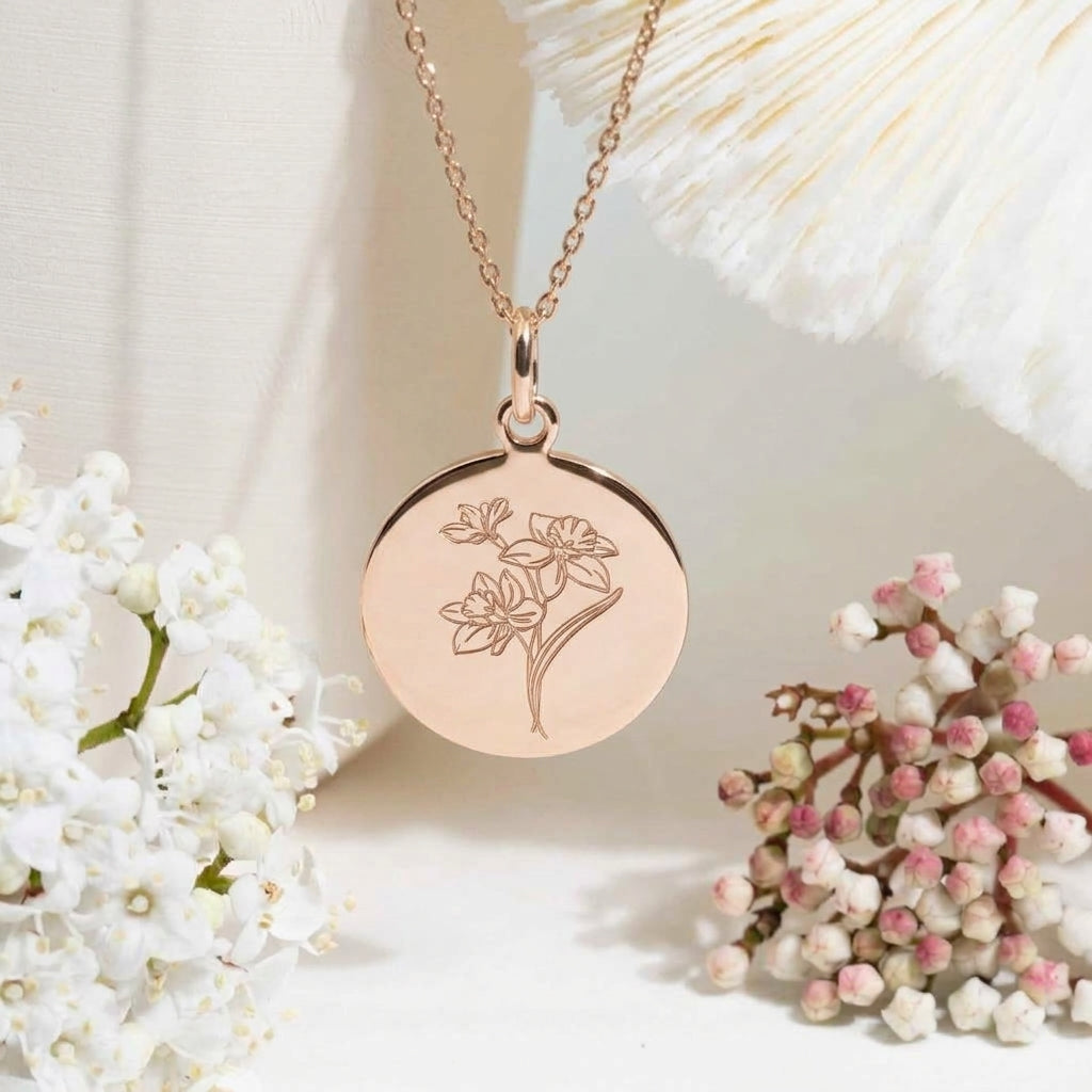 bijou fleur de naissance de mars, la jonquille plaqué or ou argent - Atelier  artisanal DeepStones