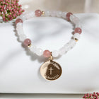 Bijoux duo maman bébé baptême, pierres naturelles, médailles personnalisées or 18k ou argent 925