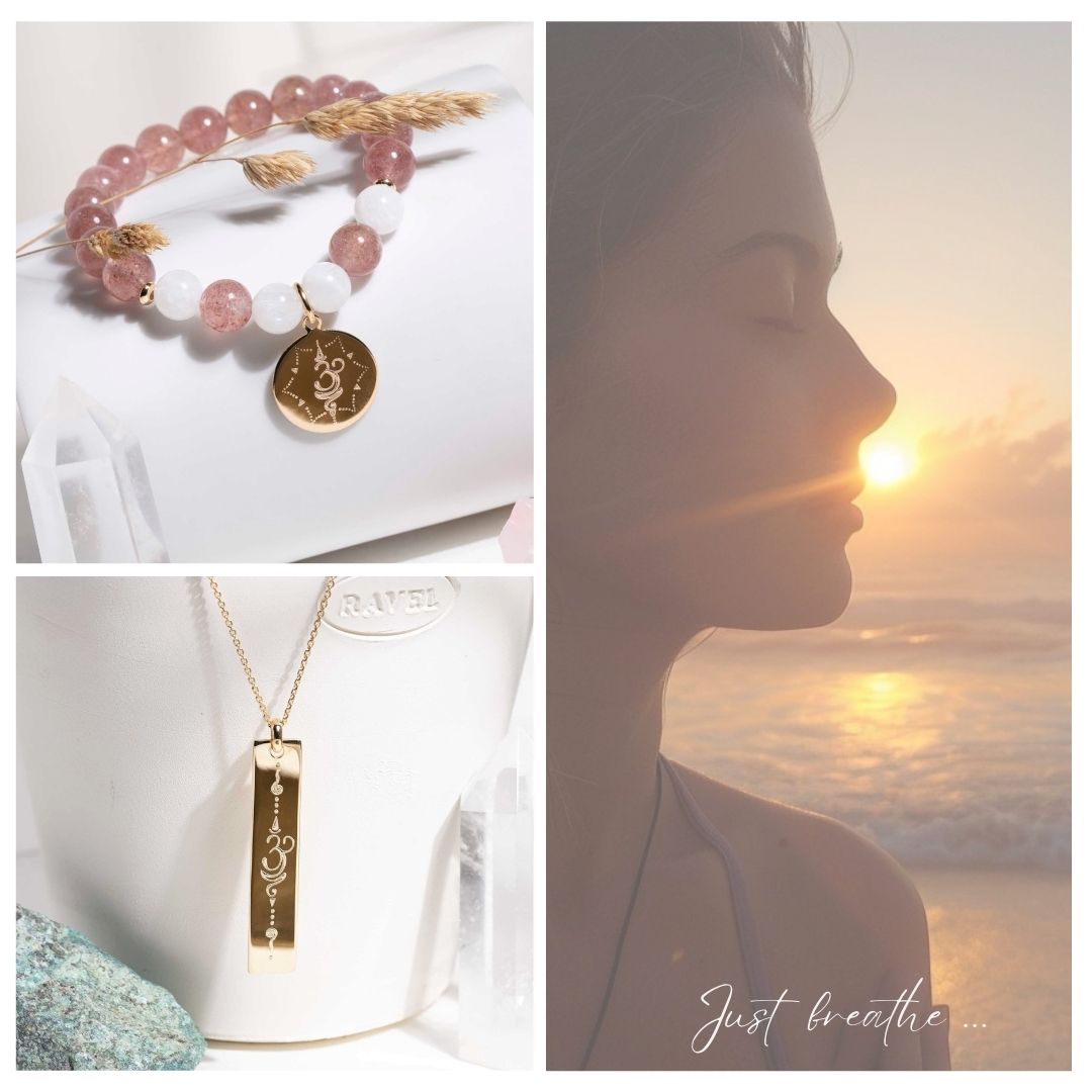 bijoux yoga - collier symbole Breathe en plaqué or - création originale Atelier DeepStones 