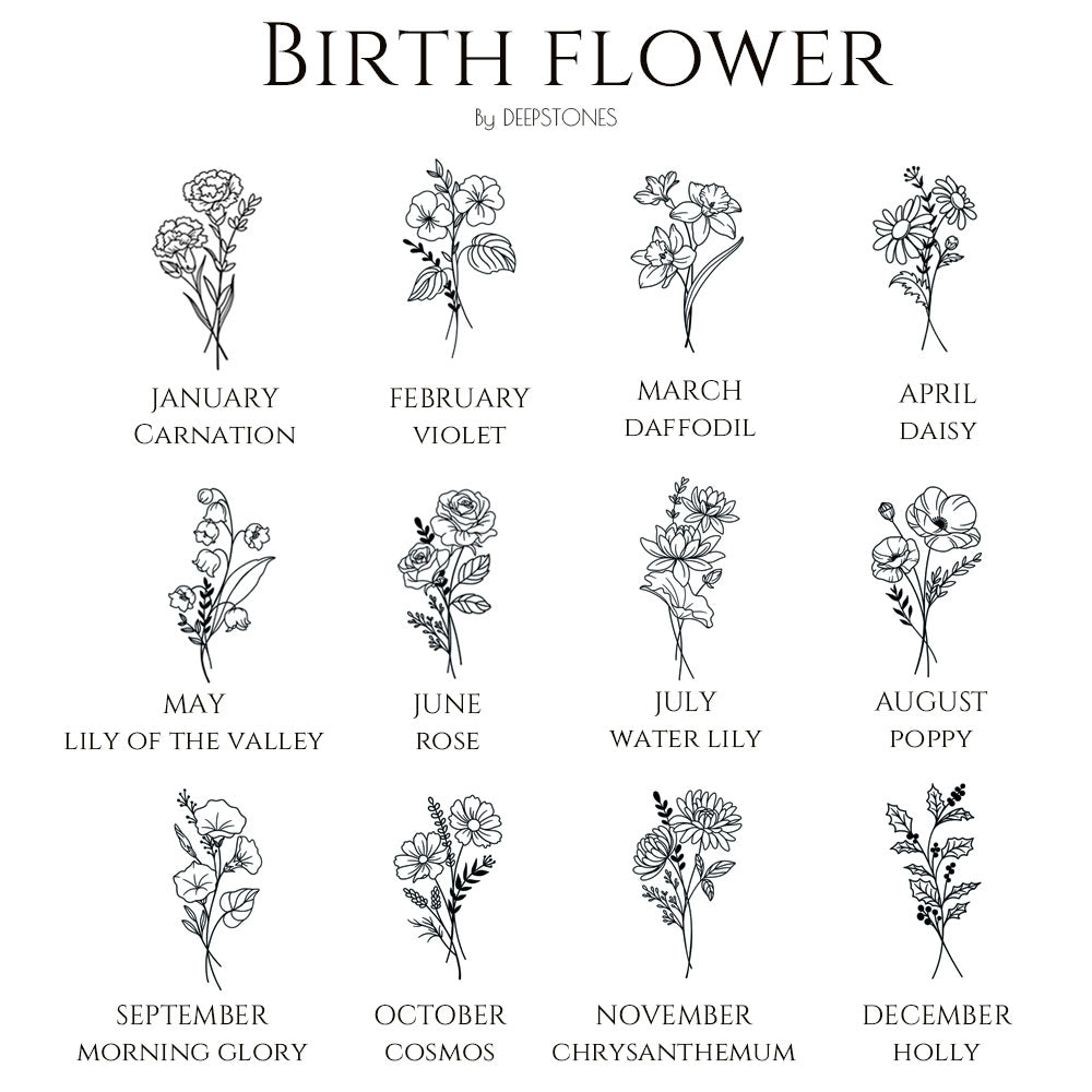 birth flower necklace gift