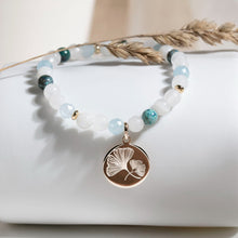 Bijoux spirituels - bracelet yoga avec feuilles de Ginkgo en plaqué or