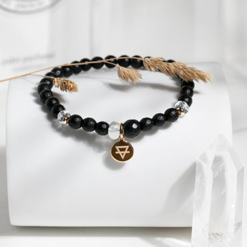 Bracelet ELEMENT TERRE - Onyx & cristal de roche