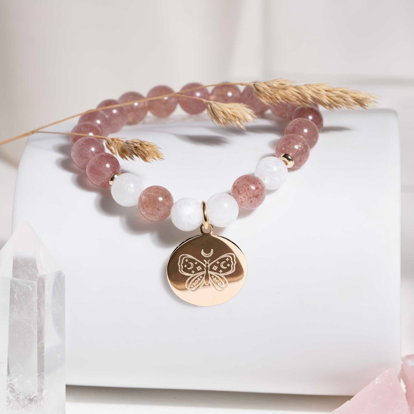 bracelet papillon céleste fait main en pierre naturel - Artisanat local français