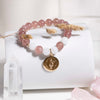 bracelet pierre de lune & quartz fraise