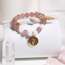 bracelet pierre de lune & quartz fraise