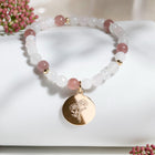Bijou Fleur de naissance monté sur bracelet en pierre naturelle - cadeau maman naissance