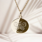 bijoux célestes personnalisés-  collier prénom avec papillon - gravure artisanale au diamant