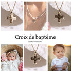 croix de baptême gravées avec prénom pour fille et garçon -Atelier DeepStones